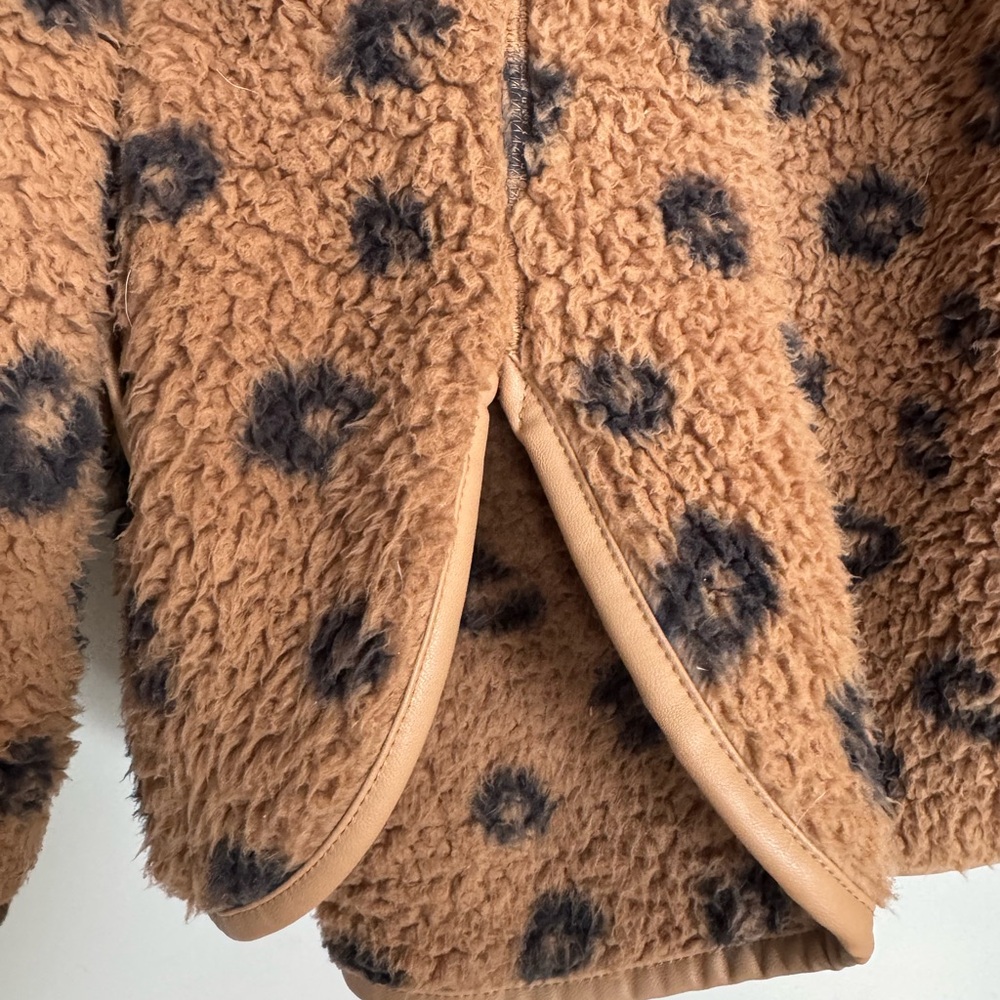 Abercrombie & Fitch Soft AF 1/4 Zip Cheetah Faux Fur Pullover Coat XL - Picture 7 of 7